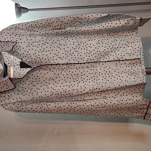Allegra K White and Black Polka Dot Blouse - Picture 1 of 5